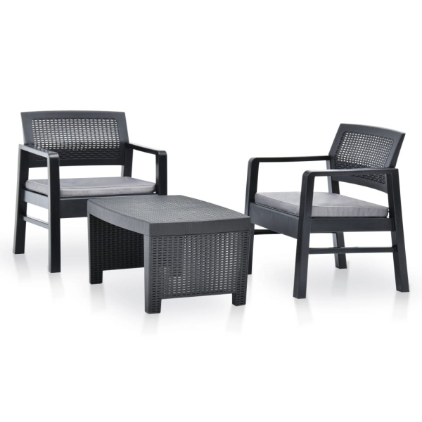 Set Mobilier De Grădină 3 Piese Antracit Plastic 48824